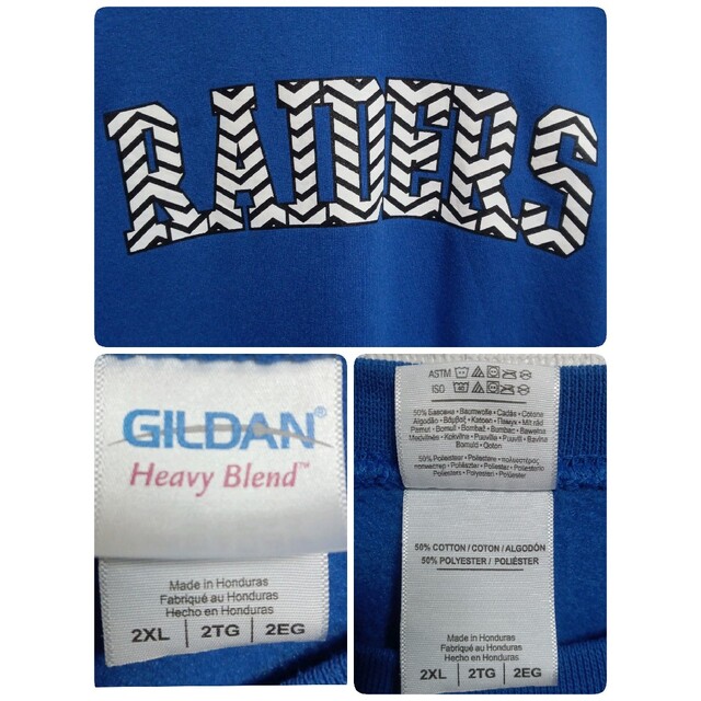 GILDAN(ギルタン)の90S レイダースカレッジロゴスウェットトレーナー　ブルー　メンズ2XL　古着 メンズのトップス(スウェット)の商品写真