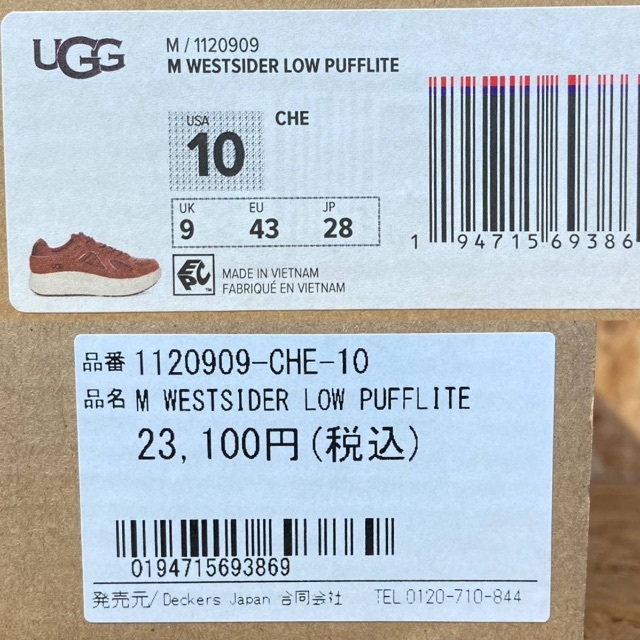 UGG Westsider Low Pufflite US10 28cm