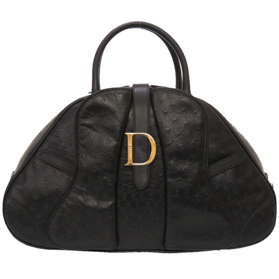 Christian Dior(クリスチャンディオール)の美品 クリスチャン ディオール ダブルサドル オーストリッチ ブラック ゴールド金具 ボストンバッグ バッグ 黒 0004 【中古】 Christian Dior レディースのバッグ(ボストンバッグ)の商品写真