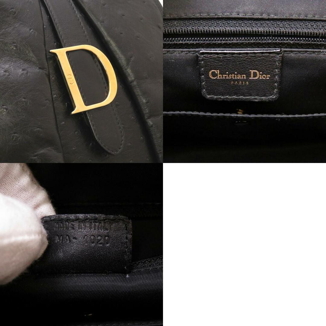 Christian Dior(クリスチャンディオール)の美品 クリスチャン ディオール ダブルサドル オーストリッチ ブラック ゴールド金具 ボストンバッグ バッグ 黒 0004 【中古】 Christian Dior レディースのバッグ(ボストンバッグ)の商品写真