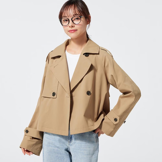 GU お値下げ 大きいサイズ GU ショートトレンチジャケット 3XL ベージュ新品の通販 by Blumen4 大きいサイズ 3XL トレンチコート
