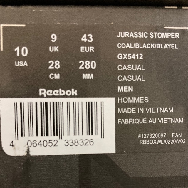 Reebok Jurassic Park STOMPER US10 28cm