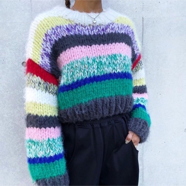 ALEXIA STAM(アリシアスタン)のsudo short wide knit 「multi boarder」 レディースのトップス(ニット/セーター)の商品写真