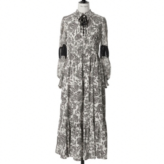 herlipto Winter Floral Long-sleeve Dress