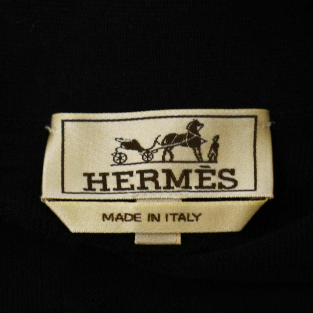 エルメス 透かし編み ウール カーディガン メンズ ブラック HERMES
