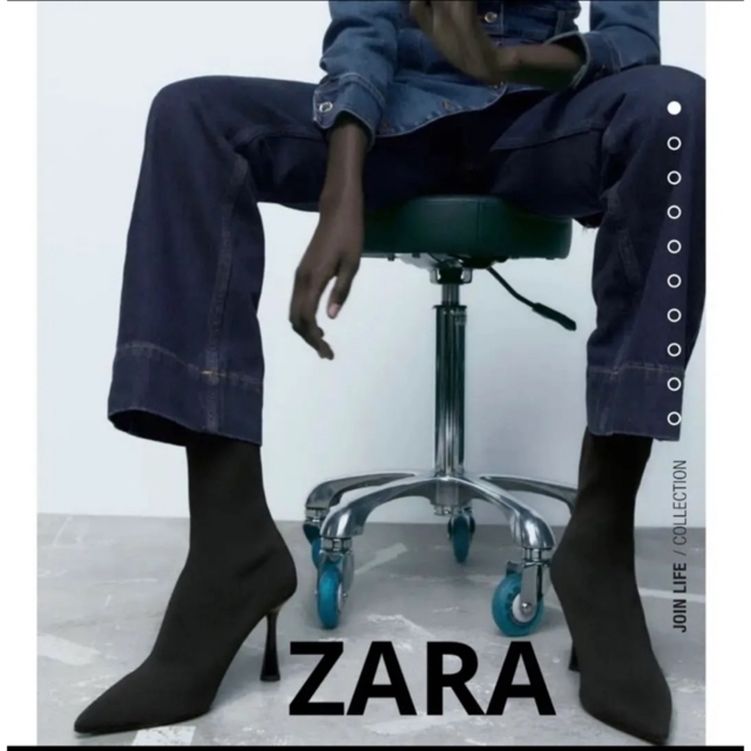 ZARA(ザラ)のzara ファブリックハイヒールアンクルブーツ レディースの靴/シューズ(ブーツ)の商品写真