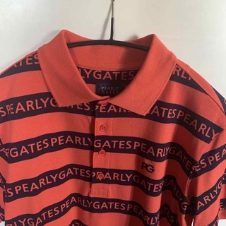 パーリーゲイツ(PEARLY GATES)の未使用品パーリーゲイツロゴボーダーポロシャツサイズ4(ポロシャツ)