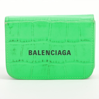 バレンシアガ クラシック クロコ型押し 三つ折り財布 グリーン
