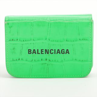 バレンシアガ(Balenciaga)のバレンシアガ  クロコ型押し  グリーン レディース コンパクトウォレット(財布)