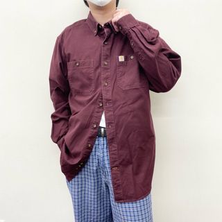 カーハート(carhartt)の【中古】カーハート carhartt ワークシャツ ボタンダウンシャツ 長袖 RELAXED FIT サイズ：L エンジ 103554 614 古着 中古 mellow(シャツ)