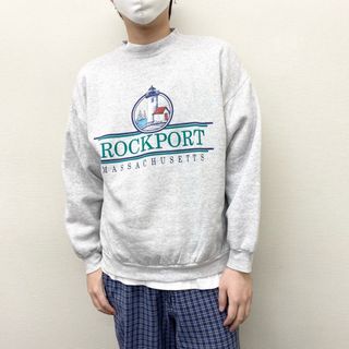 【中古】TULTEX スウェットシャツ トレーナー プルオーバー 灯台 ROCKPORT プリント 長袖 サイズ：XL ヘザーグレー 古着 中古 mellow(スウェット)