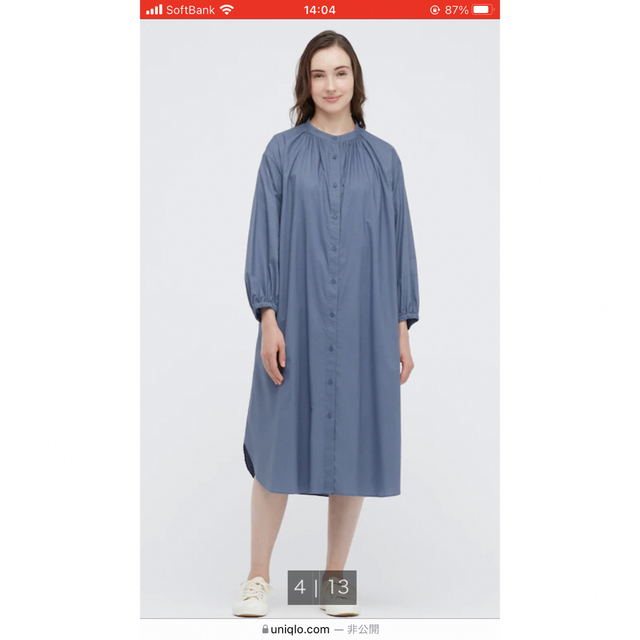 UNIQLO(ユニクロ)のシャツワンピース レディースのワンピース(ひざ丈ワンピース)の商品写真