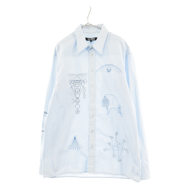 RAF SIMONS ラフシモンズ 04SS 宗教期 Embroidery Shirt エンブロイダリー長袖シャツ ブルー アーカイブ