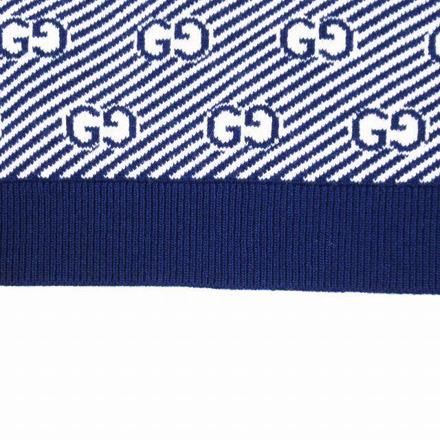 美品 グッチ GG モノグラム ストライプ ロゴ ニット セーター FE3