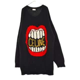 セリーヌ(celine)のCELINE セリーヌ 21SS THE DANCING KID マウスロゴ刺繍 ルーズクルーネックセーターニットセーター ダンシングキッド 2A04L714M ブラック(ニット/セーター)