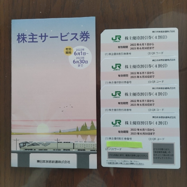 チケットJR東日本株主優待割引券4枚＆サービス券