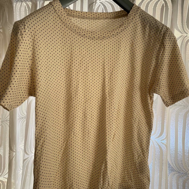 ベージュ水玉シャツ レディースのトップス(Tシャツ(半袖/袖なし))の商品写真