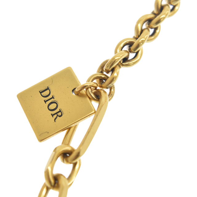 DIOR ディオール CD ロゴプレートコンビ チェーンネックレス ゴールド