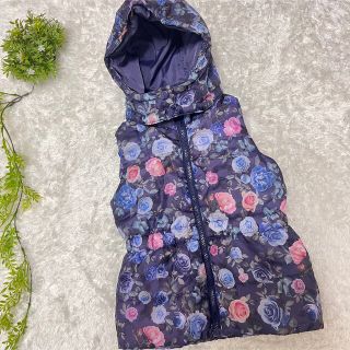 エイチアンドエム(H&M)のH&M エイチアンドエム 総柄 花柄 フード脱着 バラ キッズ ベスト ダウン(ジャケット/上着)