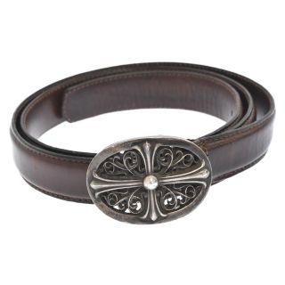 クロムハーツ(Chrome Hearts)のCHROME HEARTS クロムハーツ OVAL CROSS STRAP1.0/1.0クラシックオーバルクロスバックル レザーベルト シルバーブラウン 37(ベルト)