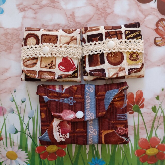 布ナプキンMホルダーセット(チョコクリーム) ハンドメイドの生活雑貨(雑貨)の商品写真