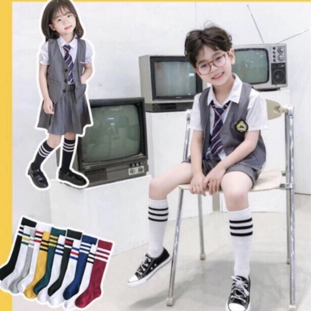 ENDO SOCKS 通勤良いのボーダーデザイン子供スポーツハイソックス キッズ/ベビー/マタニティのこども用ファッション小物(靴下/タイツ)の商品写真