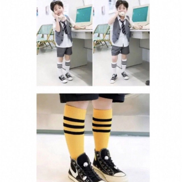 ENDO SOCKS 通勤良いのボーダーデザイン子供スポーツハイソックス キッズ/ベビー/マタニティのこども用ファッション小物(靴下/タイツ)の商品写真