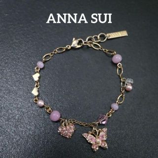 アナスイ(ANNA SUI)の【匿名配送】ANNA SUI アナスイ ブレスレット ゴールド 蝶 ピンク(ブレスレット/バングル)