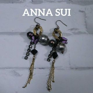 アナスイ(ANNA SUI)の【匿名配送】ANNA SUI アナスイ ピアス ゴールド ぶら下がり 黒(ピアス)