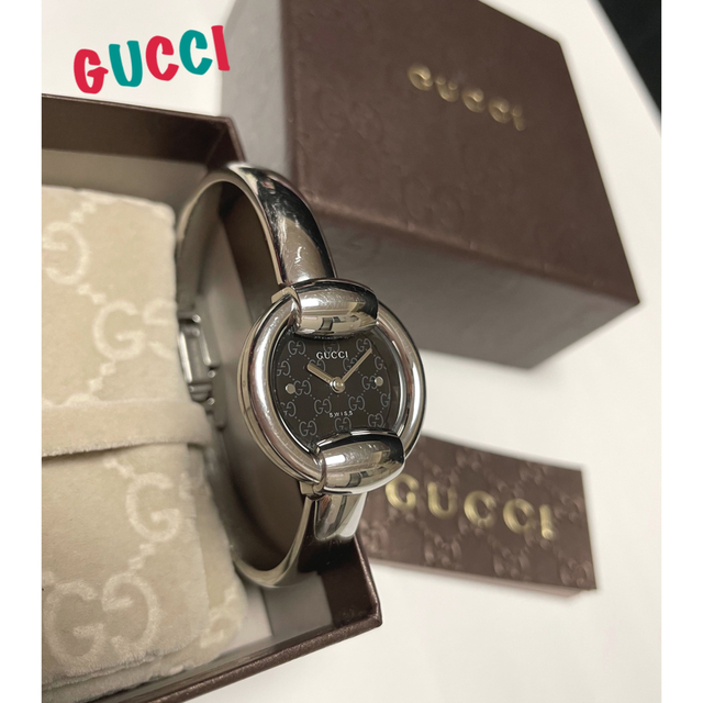 GUCCI】腕時計 1400L シルバー x ブラック GGロゴ-