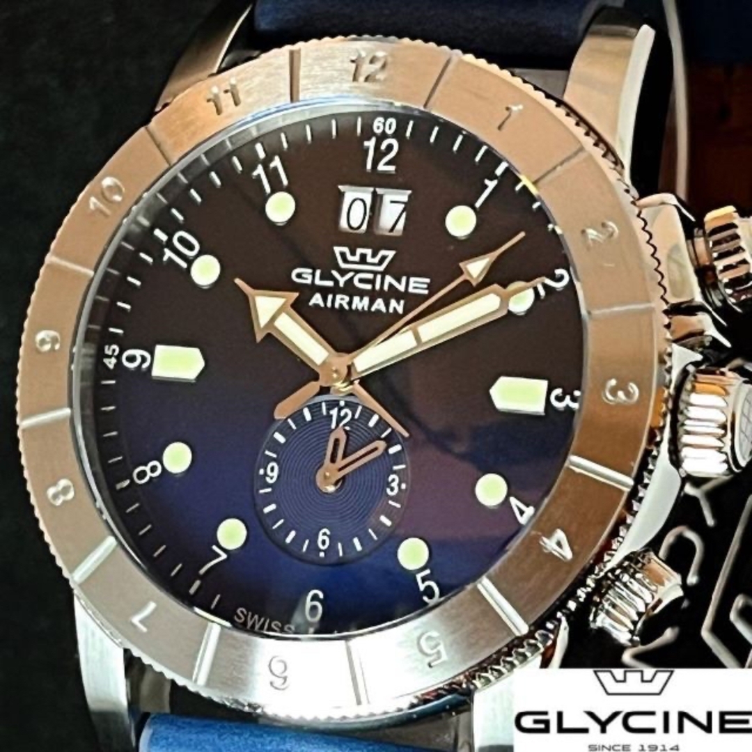 GLYCINE(グリシン)の【激レア!!】Glycine/グリシン/メンズ腕時計/新品/ブルー色/お洒落 メンズの時計(腕時計(アナログ))の商品写真