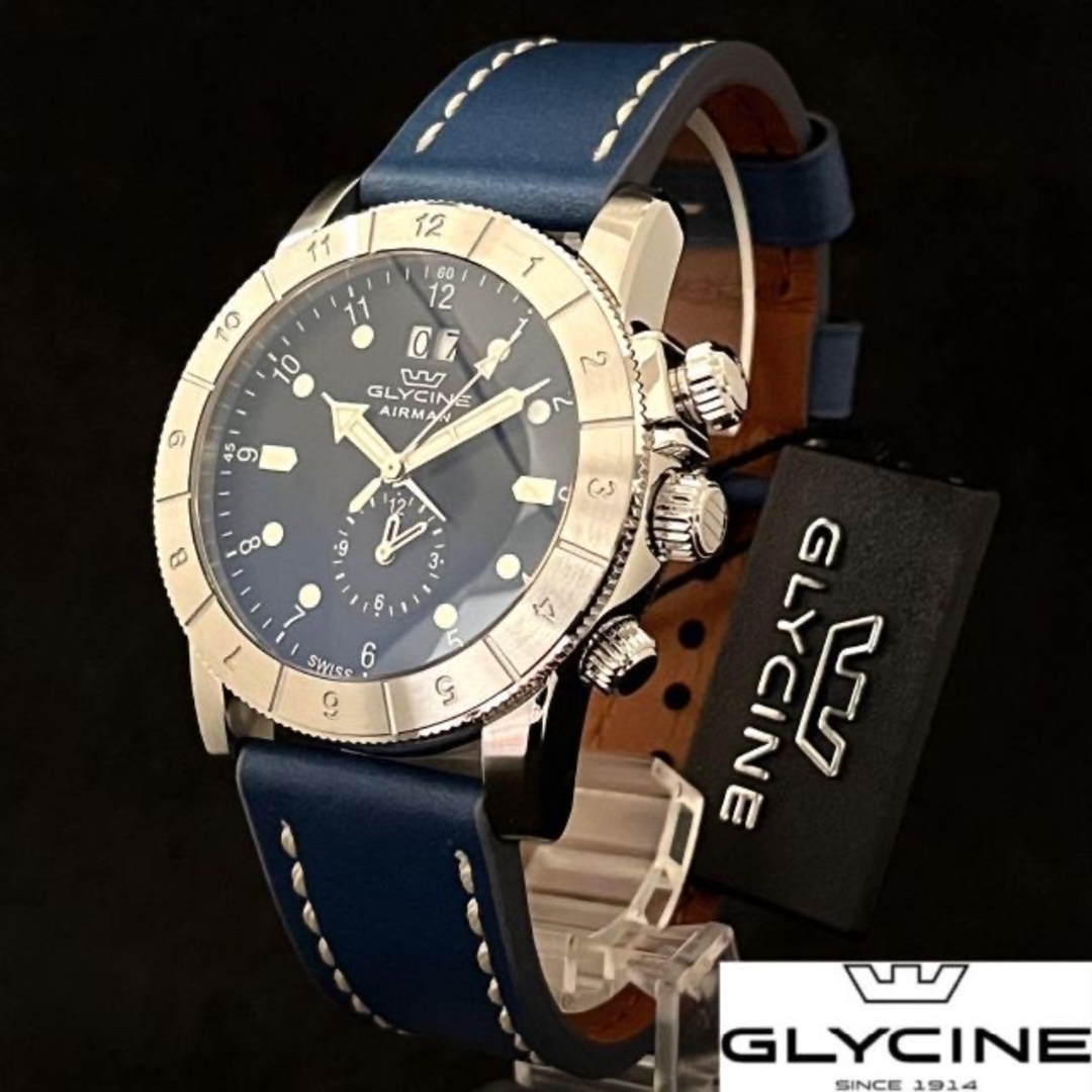 GLYCINE(グリシン)の【激レア!!】Glycine/グリシン/メンズ腕時計/新品/ブルー色/お洒落 メンズの時計(腕時計(アナログ))の商品写真