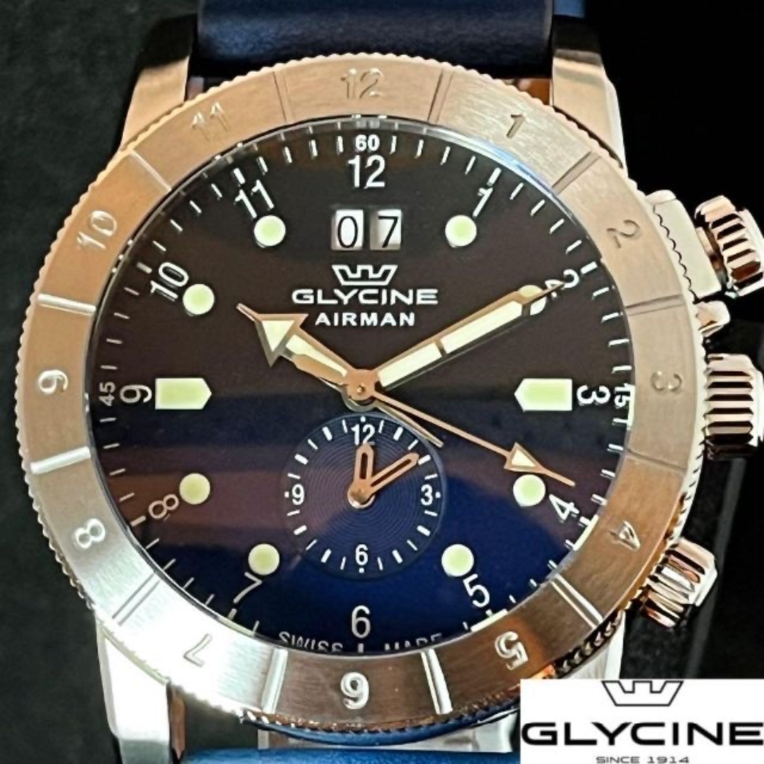 GLYCINE(グリシン)の【激レア!!】Glycine/グリシン/メンズ腕時計/新品/ブルー色/お洒落 メンズの時計(腕時計(アナログ))の商品写真