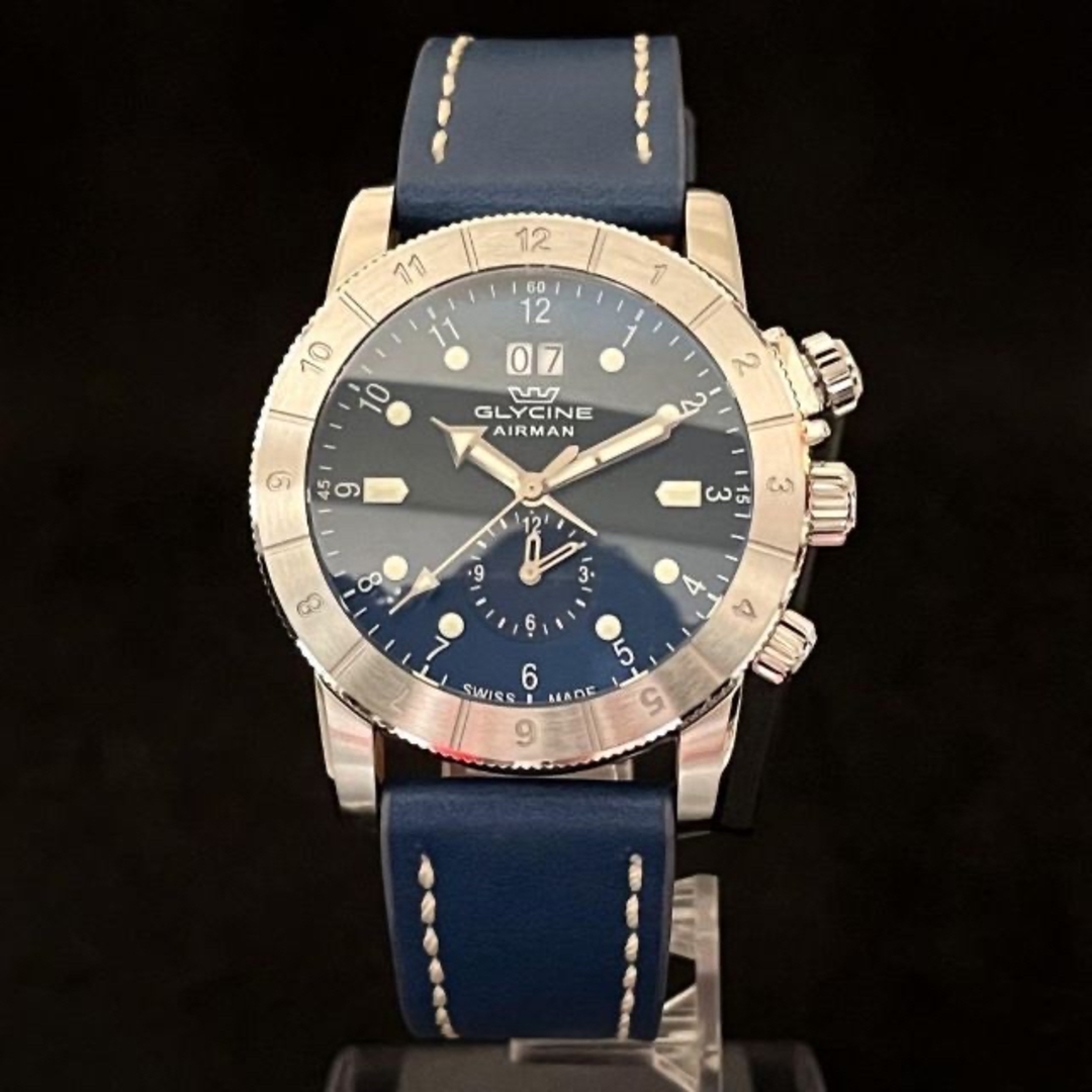 GLYCINE(グリシン)の【激レア!!】Glycine/グリシン/メンズ腕時計/新品/ブルー色/お洒落 メンズの時計(腕時計(アナログ))の商品写真