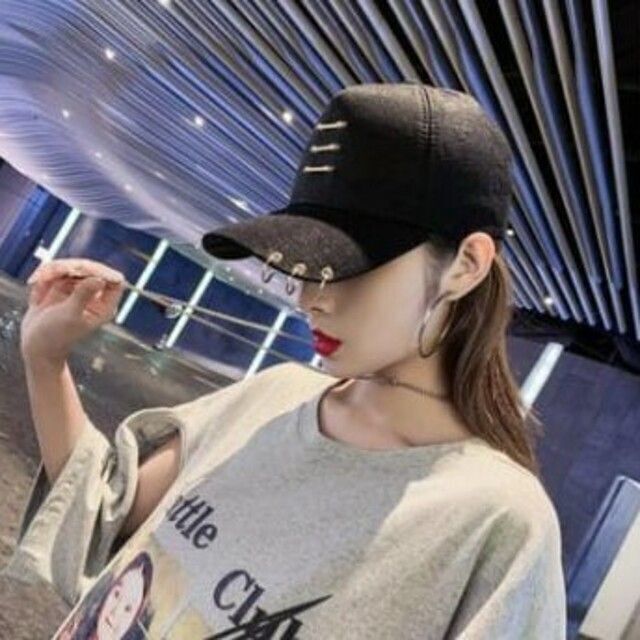 注目のブランド キャップ ストリート 野球帽 ユニセックス ブラック 韓国 帽子 黒