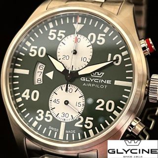 激レア!!】Glycine/グリシン/メンズ腕時計/新品/グリーン色/お洒落-