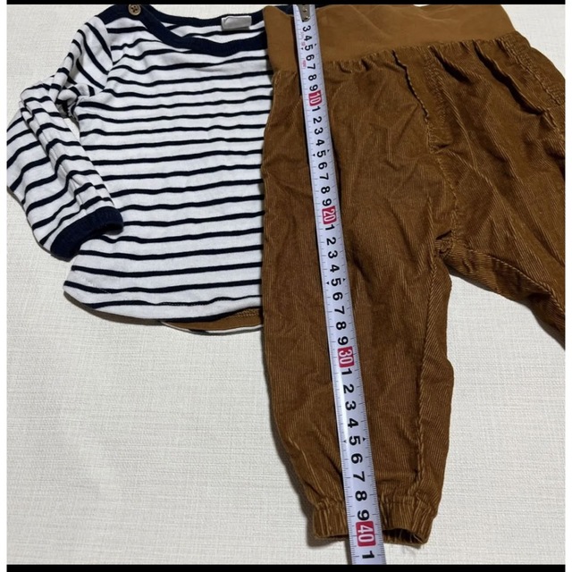 H&M75センチボーダーロンTコーデュロイパンツセット キッズ/ベビー/マタニティのベビー服(~85cm)(Ｔシャツ)の商品写真