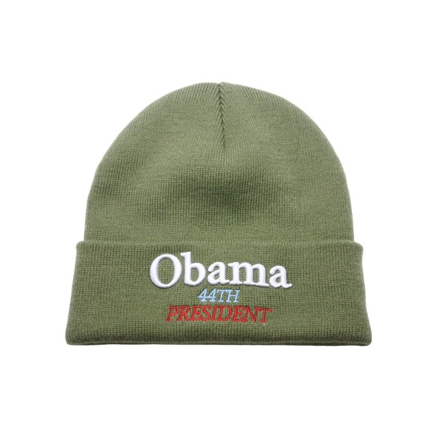 Supreme シュプリーム Obama 44TH PRESENT オバマ ニット帽 ニットキャップ 帽子 18AW RN101837 アクリル カーキ 美品  5283