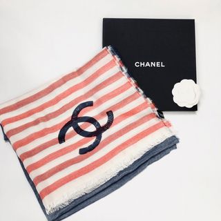 シャネル(CHANEL)の[USED/中古]CHANEL シャネル スカーフ ココマーク トリコロールカラー 赤 青 白 ブルー レッド ホワイト カシミヤ シルク モダール 中古 ai-tdc-003604-4e(バンダナ/スカーフ)