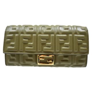 フェンディ(FENDI)の【箱あり】FENDI
バケット　コンチネンタル財布 8M0251-AAJD-209-1835 グリーン系　深緑系 レザー 長財布　ゴールド金具　エンボス　シンプル　おしゃれ　カジュアル　レディース【中古】松山久万ノ台店(財布)