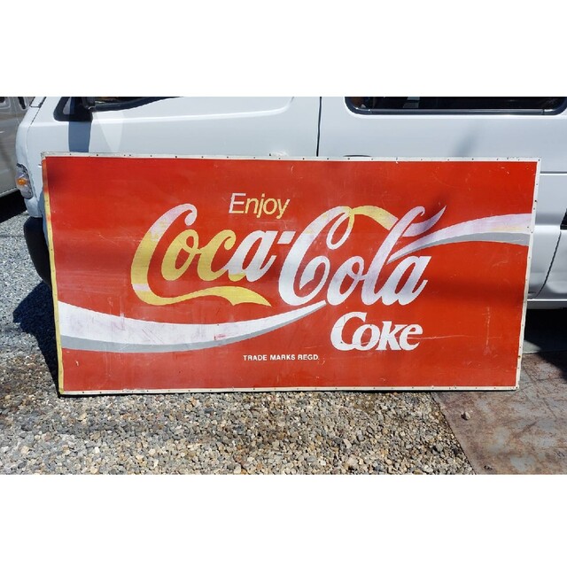 古いUSA　オリジナル　ビンテージ　本物　コカ・コーラ　鉄看板　ホーロー看板