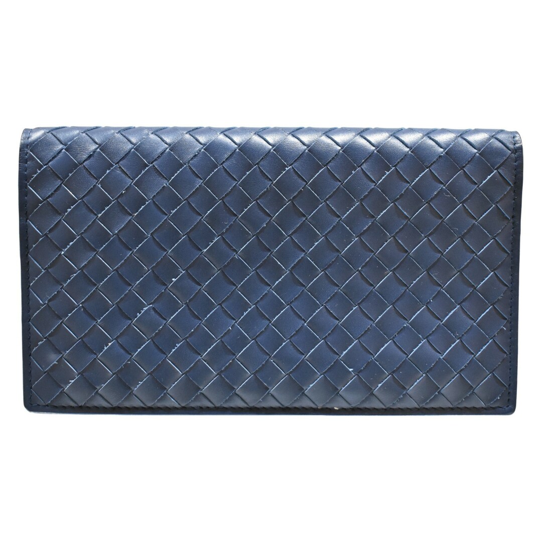 18ｃｍ×横幅BOTTEGA　VENETA
イントレチャート　二つ折り財布　B05524137V　ネイビー系　ブルー系 レザー　長財布　縦型　シンプル　ブランド　メンズ松山久万ノ台店