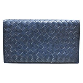 BOTTEGA　VENETA
イントレチャート　二つ折り財布　B05524137V　ネイビー系　ブルー系 レザー　長財布　縦型　シンプル　ブランド　メンズ【中古】松山久万ノ台店(折り財布)