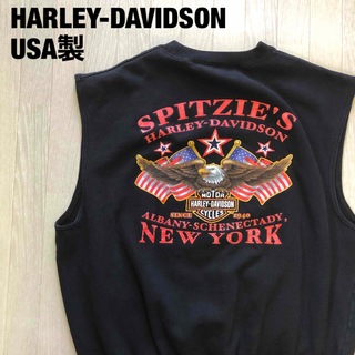 ハーレーダビッドソン(Harley Davidson)の希少 USA HARLEY DAVIDSOノースリーブスウェット(スウェット)