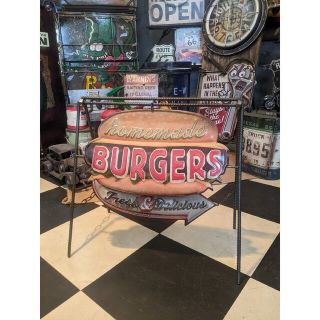 アメリカンダイナー 折畳み式 A型看板 ハンバーガー屋さん サインボード(店舗用品)