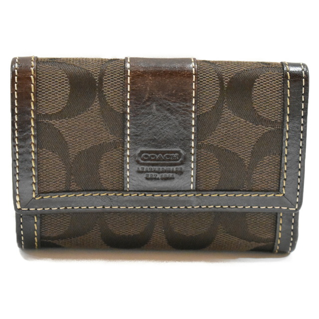 COACH - 【☆中古品】COACH コーチ シグネチャー三つ折り財布 ブラウン