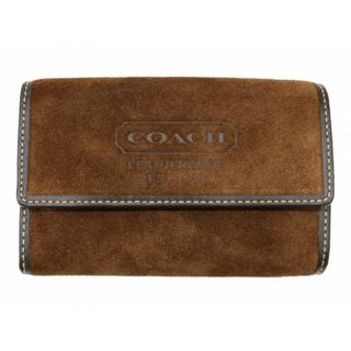 コーチ(COACH)のCOACH
スエードコンパクトウォレット 　ブラウン 　スエード　 折りたたみ財布　ミニ財布　シンプル　カジュアル　レディース　メンズ　男女兼用【中古】松山久万ノ台店(財布)