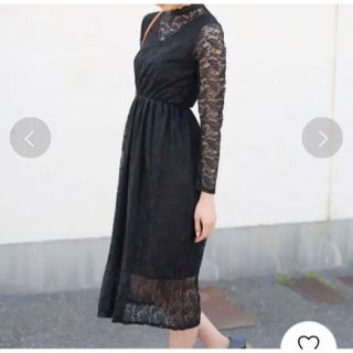 セレクトモカ(SELECT MOCA)の【美品】select MOCA プチハイネック総レースVネックシルエット裏地付き(ロングワンピース/マキシワンピース)