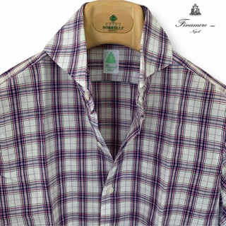 フィナモレ(FINAMORE)のFinamore/コットンチェックシャツ/アマン正規品/イタリア製/37(シャツ)