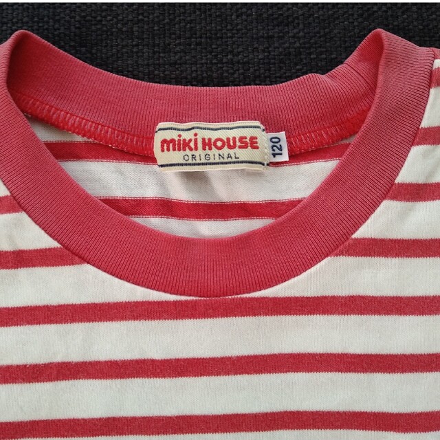 mikihouse(ミキハウス)のミキハウスボーダー赤120 キッズ/ベビー/マタニティのキッズ服女の子用(90cm~)(Tシャツ/カットソー)の商品写真